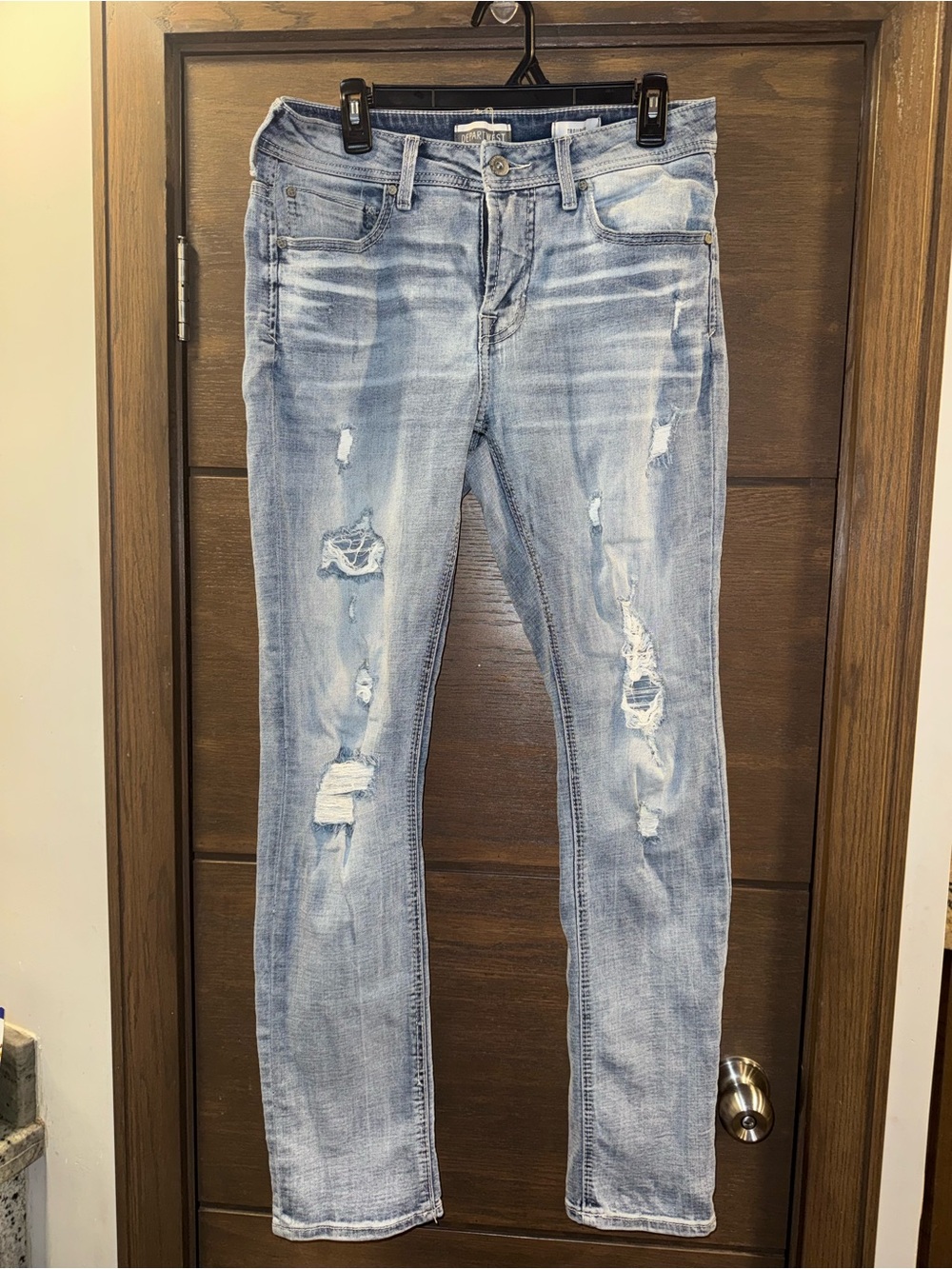 Mens Light Blue Distressed ripped Jeans